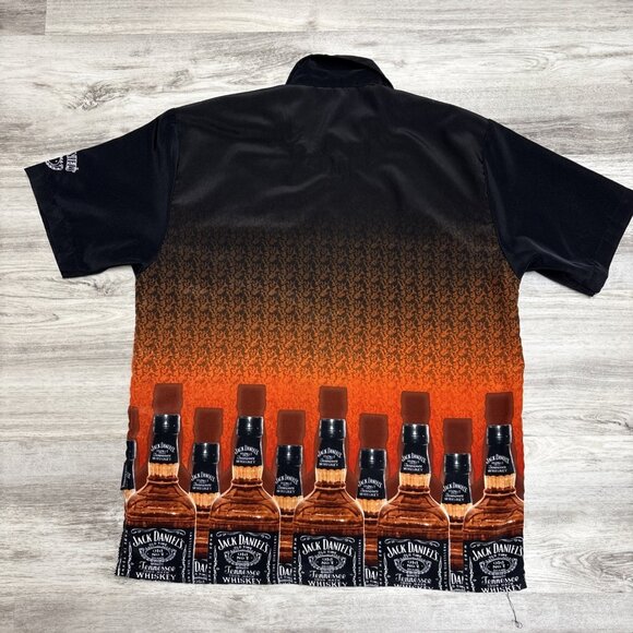Jack Daniels Dragonfly Shirt Mens Medium Black Whiskey Border Print Vintage Y2K - Picture 6 of 8